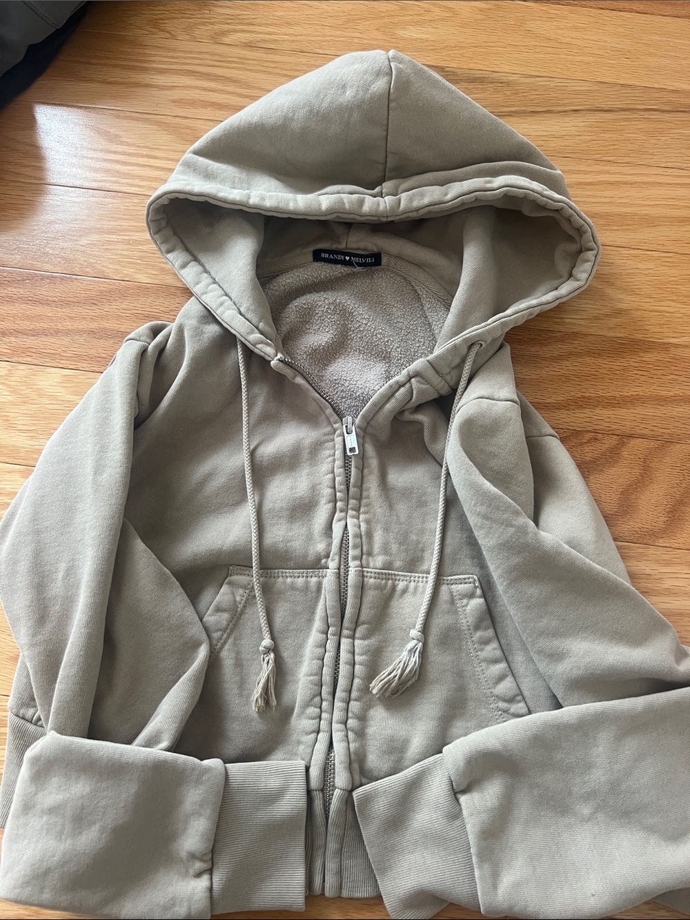 Brandy Melville Tan cropped zip up